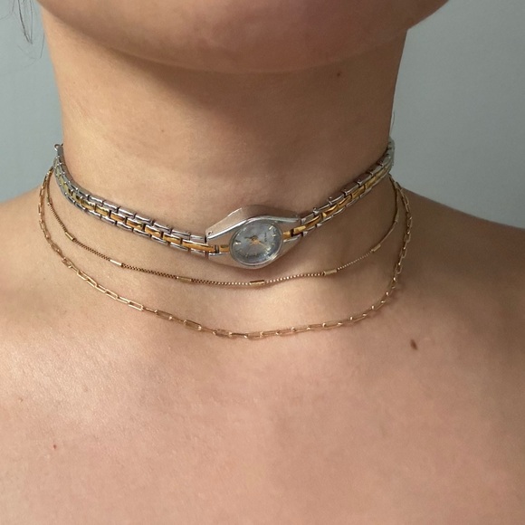 Quartz Accessories - Vintage mixed metal watch chocker